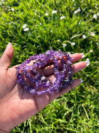 Amethyst Gemstone Chip Bead Bracelet