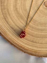 Carnelian Necklace - Handmade Wire Wrapped Crystal Pendant