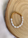 Freshwater Pearl and Gold Bead Bracelet