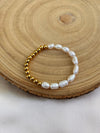 Freshwater Pearl and Gold Bead Bracelet