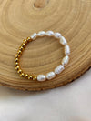 Freshwater Pearl and Gold Bead Bracelet