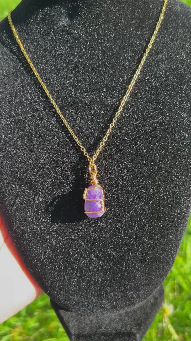 Amethyst Necklace - Handmade Wire Wrapped Crystal Pendant