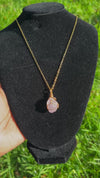 Rose Quartz Necklace - Handmade Wire Wrapped Crystal Pendant